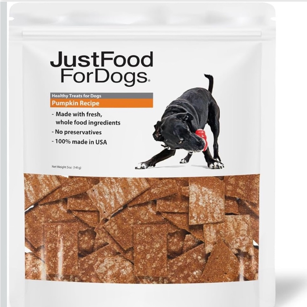 JustFoodForDogs Limited-Ingredient Pumpkin Healthy Dog Treats,Made in USA, 5 oz